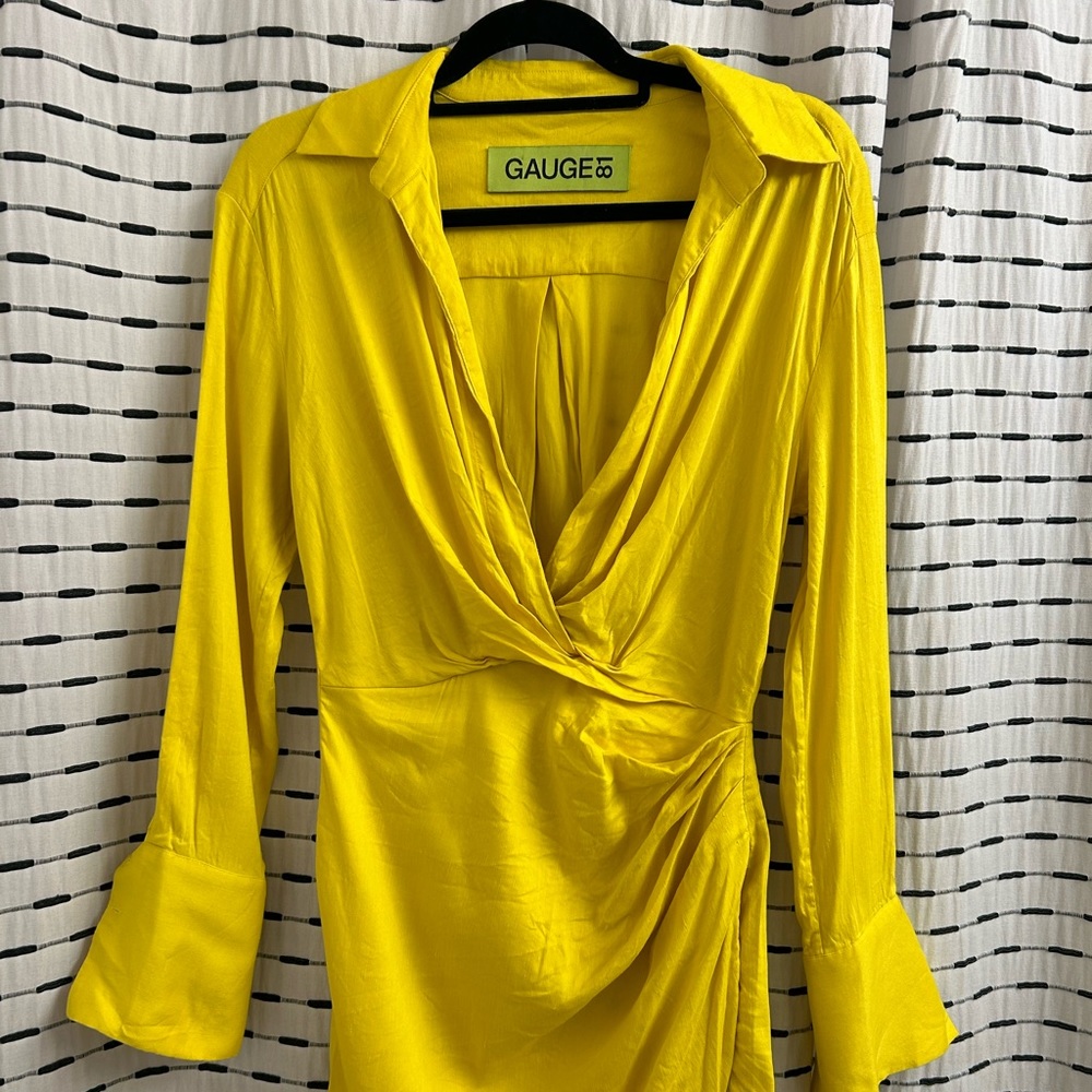 Gauge81 Naha Draped Silk Satin Mini Shirt Dress - Picture 3 of 5